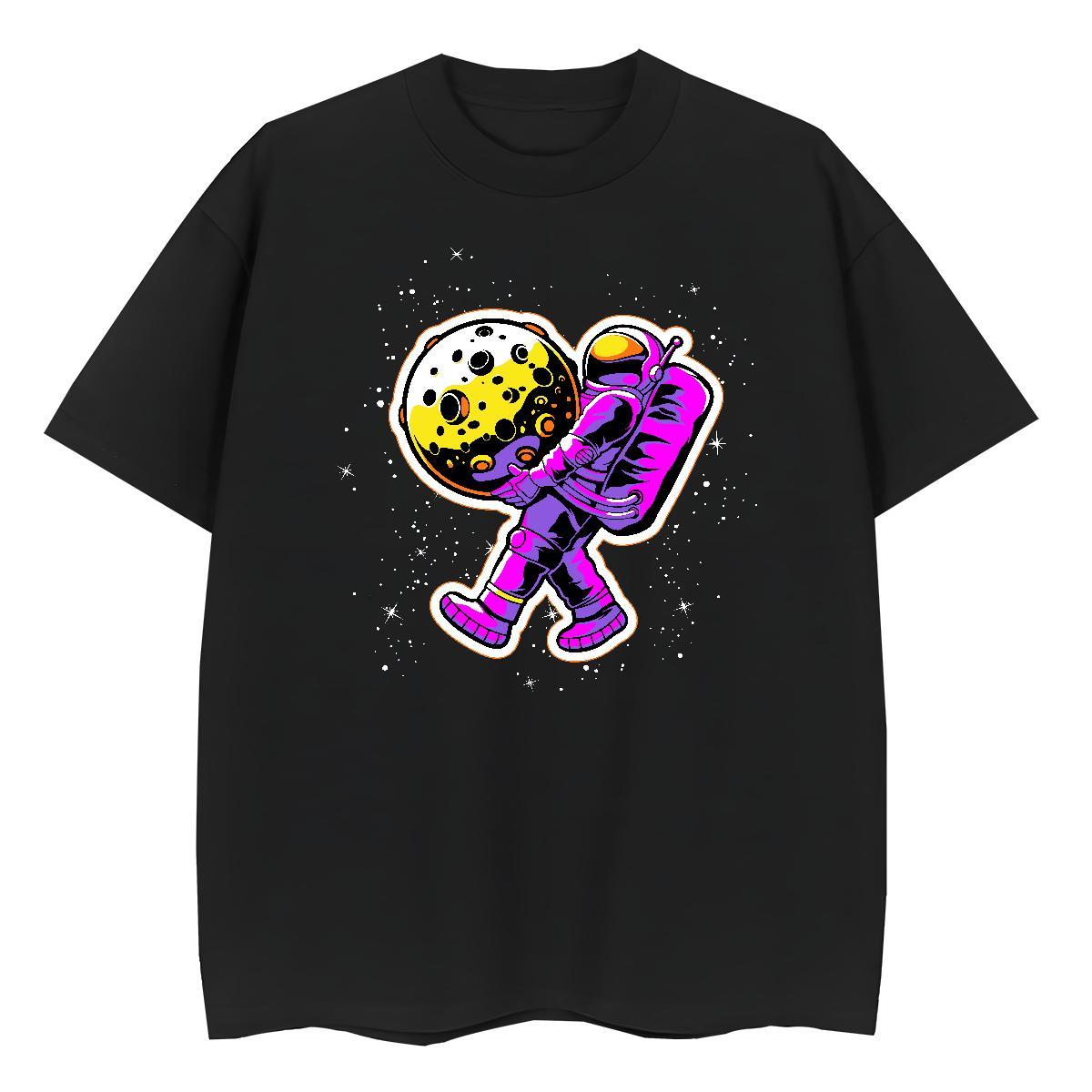 Popular Women Tees 230g 100% Cotton cosmonaut Spring Summer T Shirt For Woman Breathable Crew Neck DIY Anime Tees Shirts