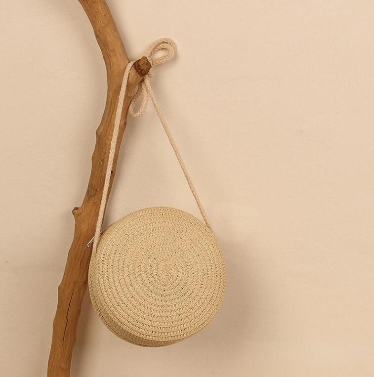 2025 new Women Solid Color Straw New Fashion Beach Vacation Weave Shoulder Cross-round Bag zhanyishengli