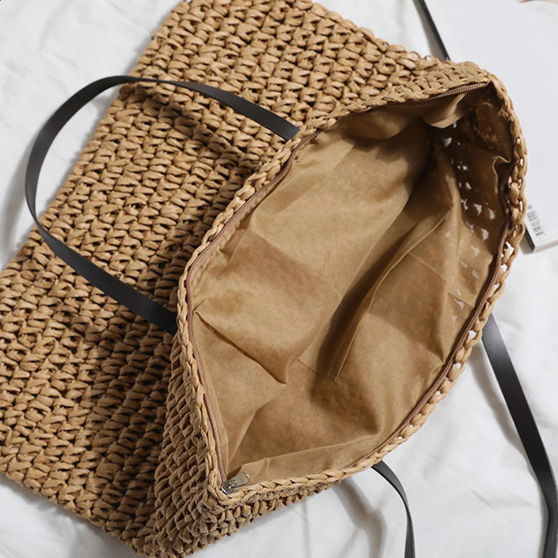 Bohemian Hollow Straw Beach Handabg Handmade Woven Shoulder Bag For Women Raffia Shopping Travel Bag Female Summer Casual Tote R250424