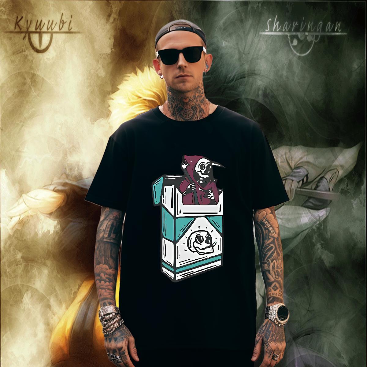 Brand Man T Shirts 230g 100% Cotton skull Sports Casual DIY Printed Breathable Short Sleeve Couples T Shirts Classic Casual Wear