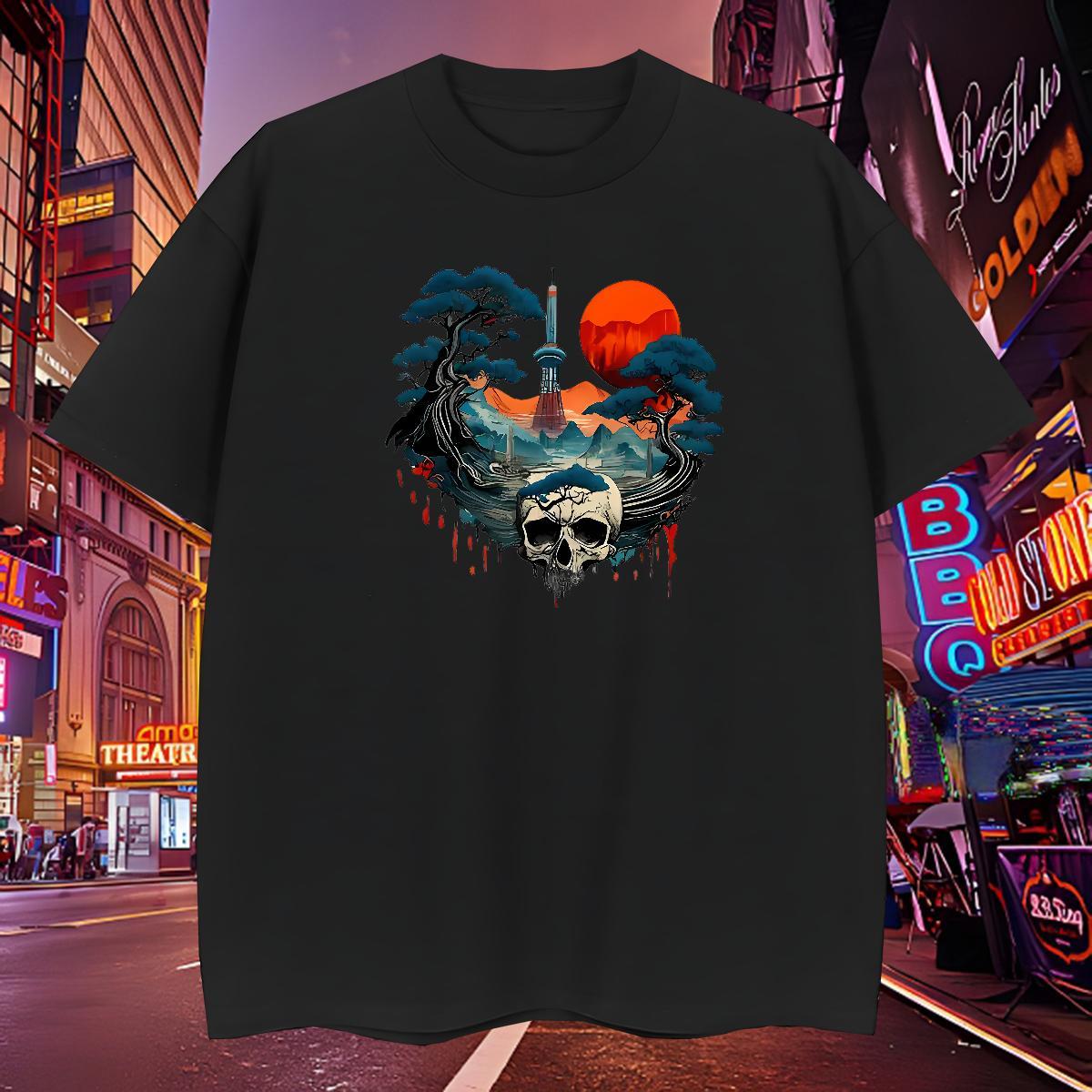 TOP Quality T shirt 230g Cotton skull Casual Daily Wear Oversized 3XL 4XL Breathable Crew Neck Men Tees DIY Clothes