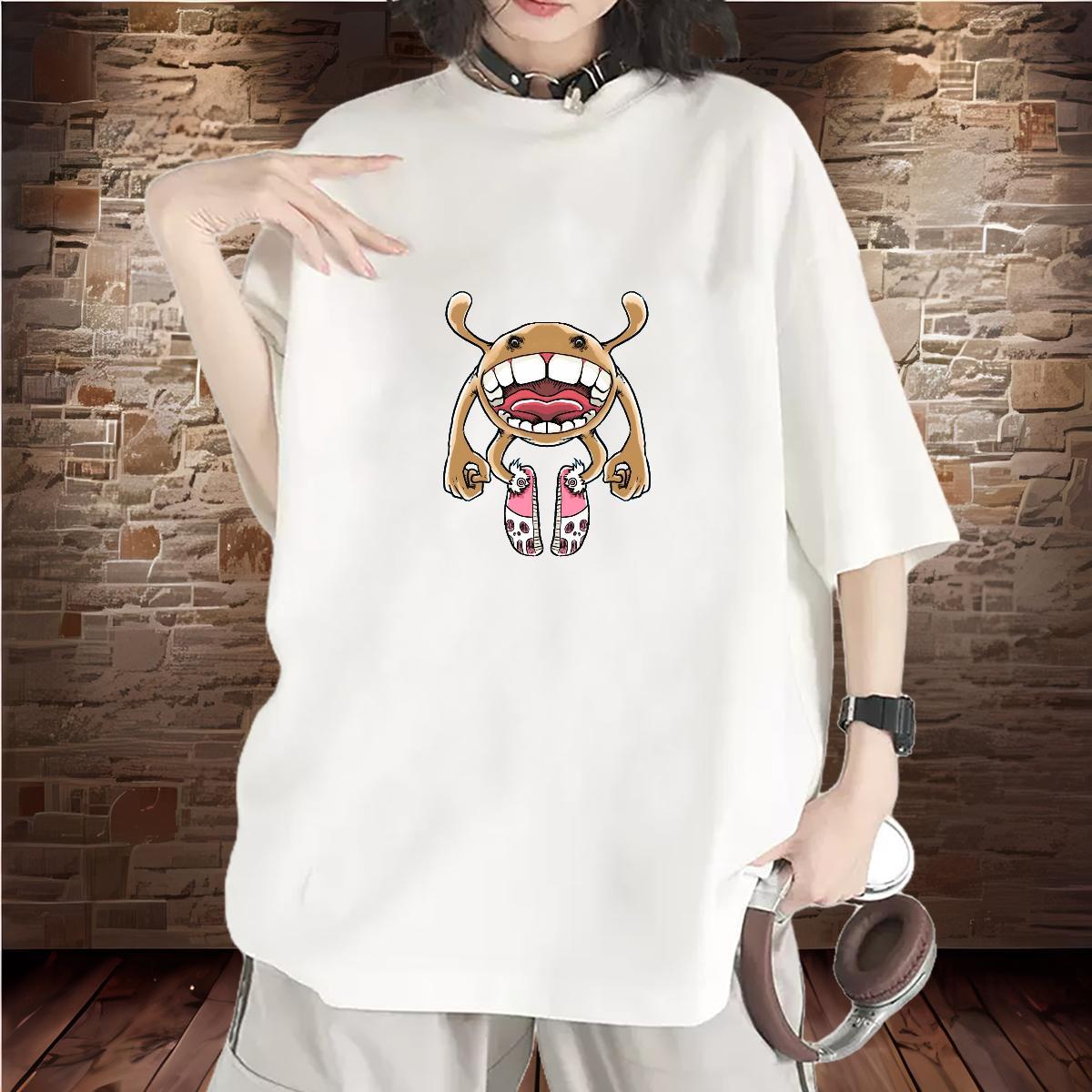 Lady Unisex Tshirts 100% Cotton 230g painting Casual Beach T Shirt For Woman Crew Neck Breathable Cartoon Floral Printing Clothes