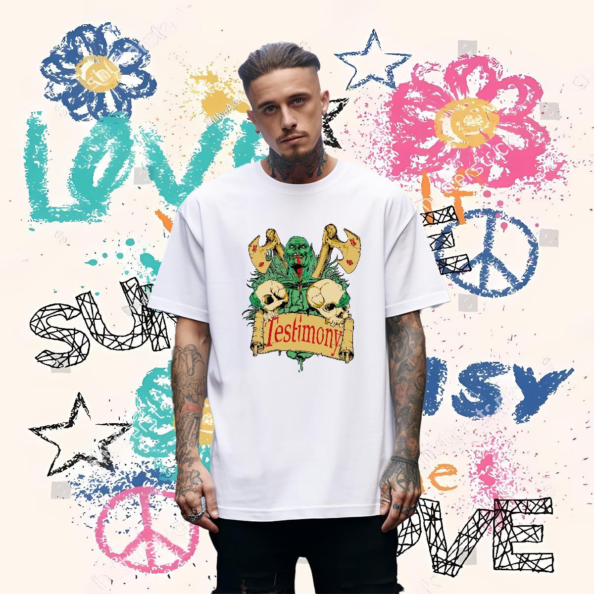 Brand T-Shirts for Men 230g 100% Cotton skull Daily Wear Black White Breathable Men Clothes T-Shirt DIY Tee Shirt