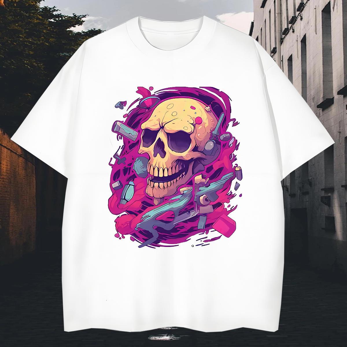 TOP Quality T-Shirts 100% Cotton 230g skull Casual Daily Wear Custom Printing O-Neck Short Sleeve Tshirts Fashion New Tees Shirts