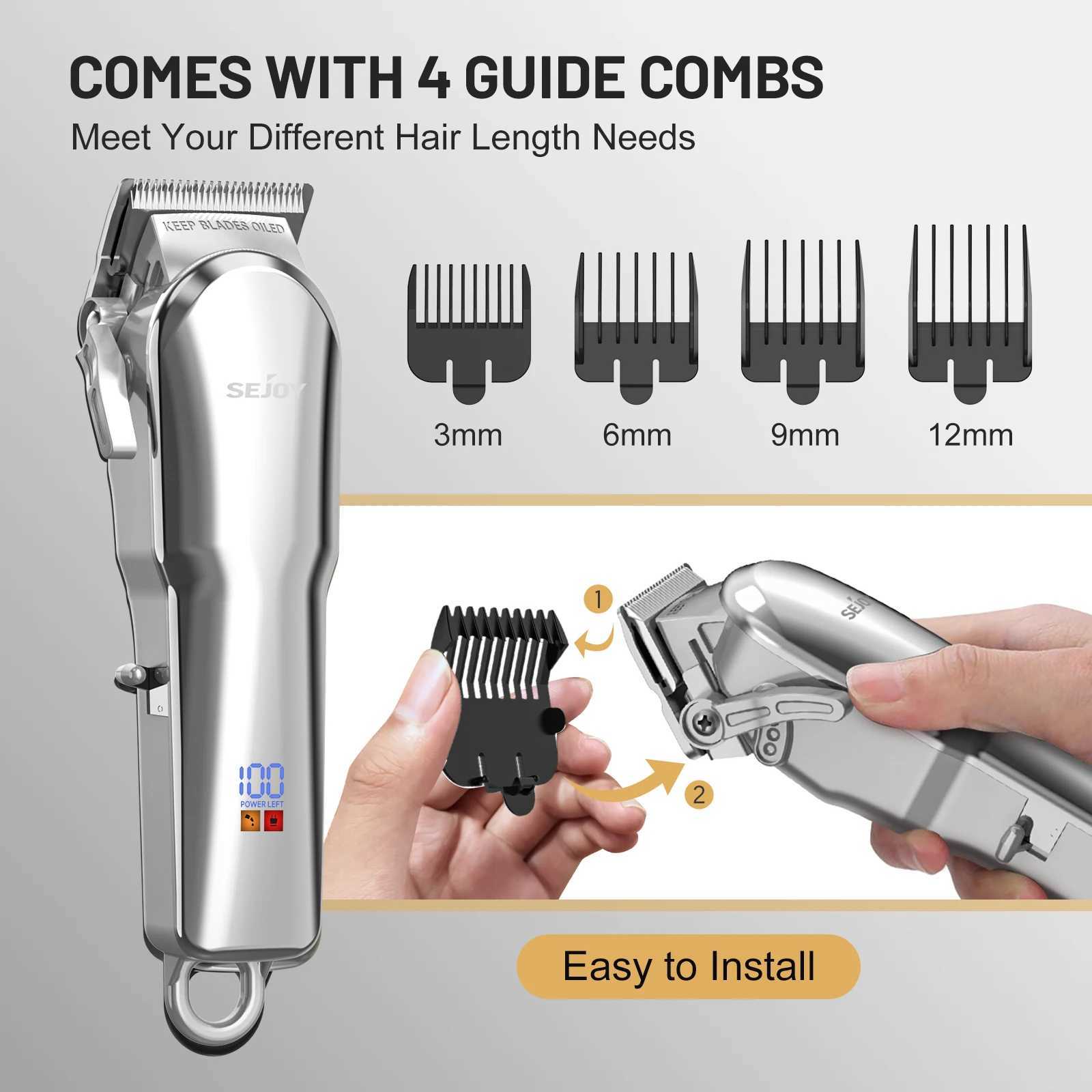 Sejoy Electric Hair Trimmer Cordless Professional Rechargeable Shaver Hair Cutting Machine for Men Hair Clipper Barber Shop W241227