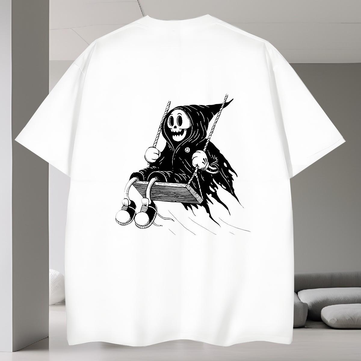 Cool Mens T Shirts 230g Cotton skull Hip Hop Oversized 3XL 4XL Pure Cotton Tshirt for Man Woman Fashion New Clothes