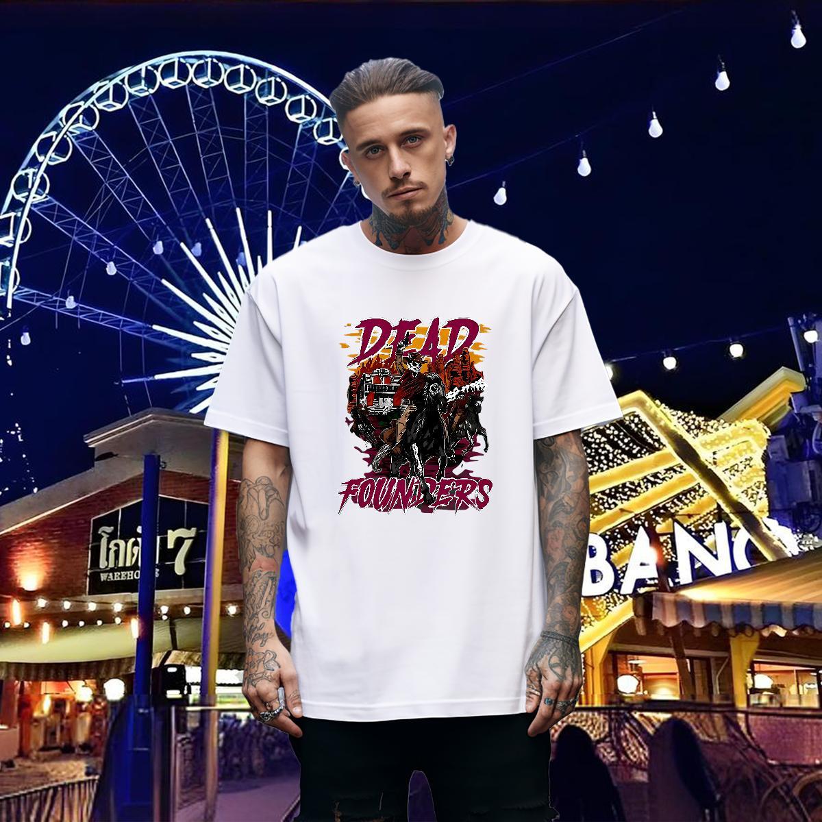 TOP Quality T-Shirts for Men 230g Pure Cotton skull Hip Hop Street Oversized 4XL Short Sleeve O-Neck Tshirts Fashion Tees