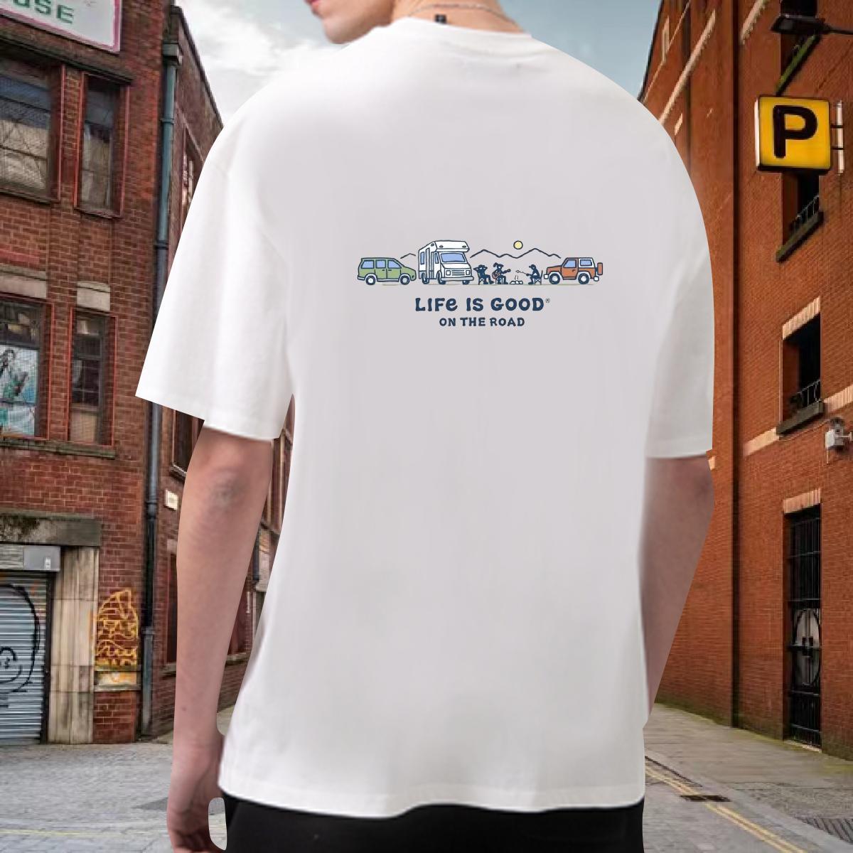 Cool Design Man T Shirts 230g Pure Cotton mountains Beach DIY Printed Short Sleeve O-Neck Mens Tshirts Classic Casual Clothes