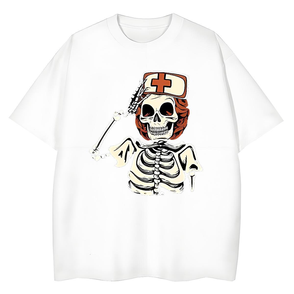 Comfortable Man T Shirts 230g Pure Cotton skull Home Outdoor Custom Print Oversized Short Sleeve O-Neck Tshirt for Man Woman Stylist Tops Tees