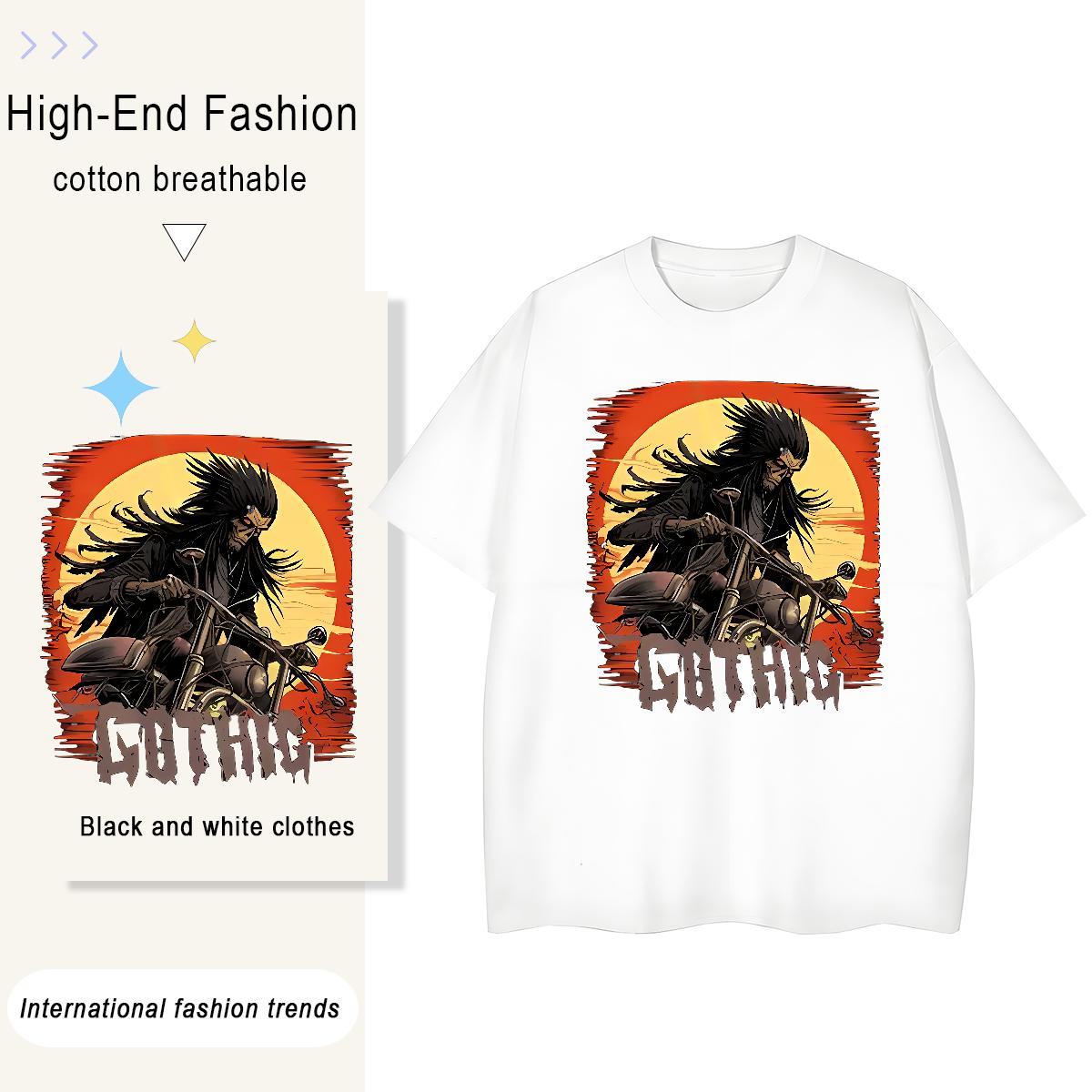 TOP Quality T-Shirts 230g Pure Cotton skull Street Casual DIY Breathable Soft Tshirts Brand Tops Tees