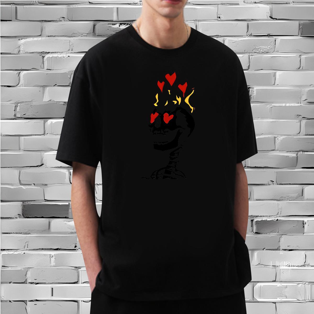 Cool T Shirts Men 230g 100% Cotton skull Casual Custom Printing Breathable Tshirt for Man Woman 2024 New Tops