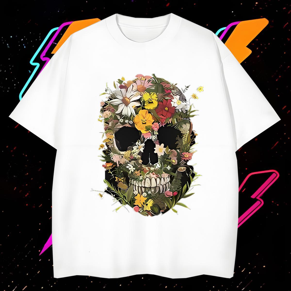Cool T shirt 100% Cotton 230g halloween High Street Hip Hop Oversized 4XL Pure Cotton Men Tops Tees New Tee Shirt