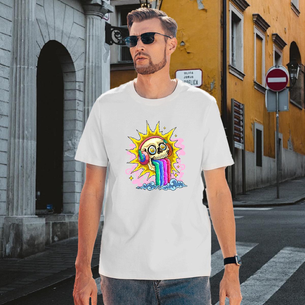 Brand T Shirt For Man 230g Cotton skull Casual Custom Big Size Breathable Crew Neck Tshirt for Man Woman Fashion Polos
