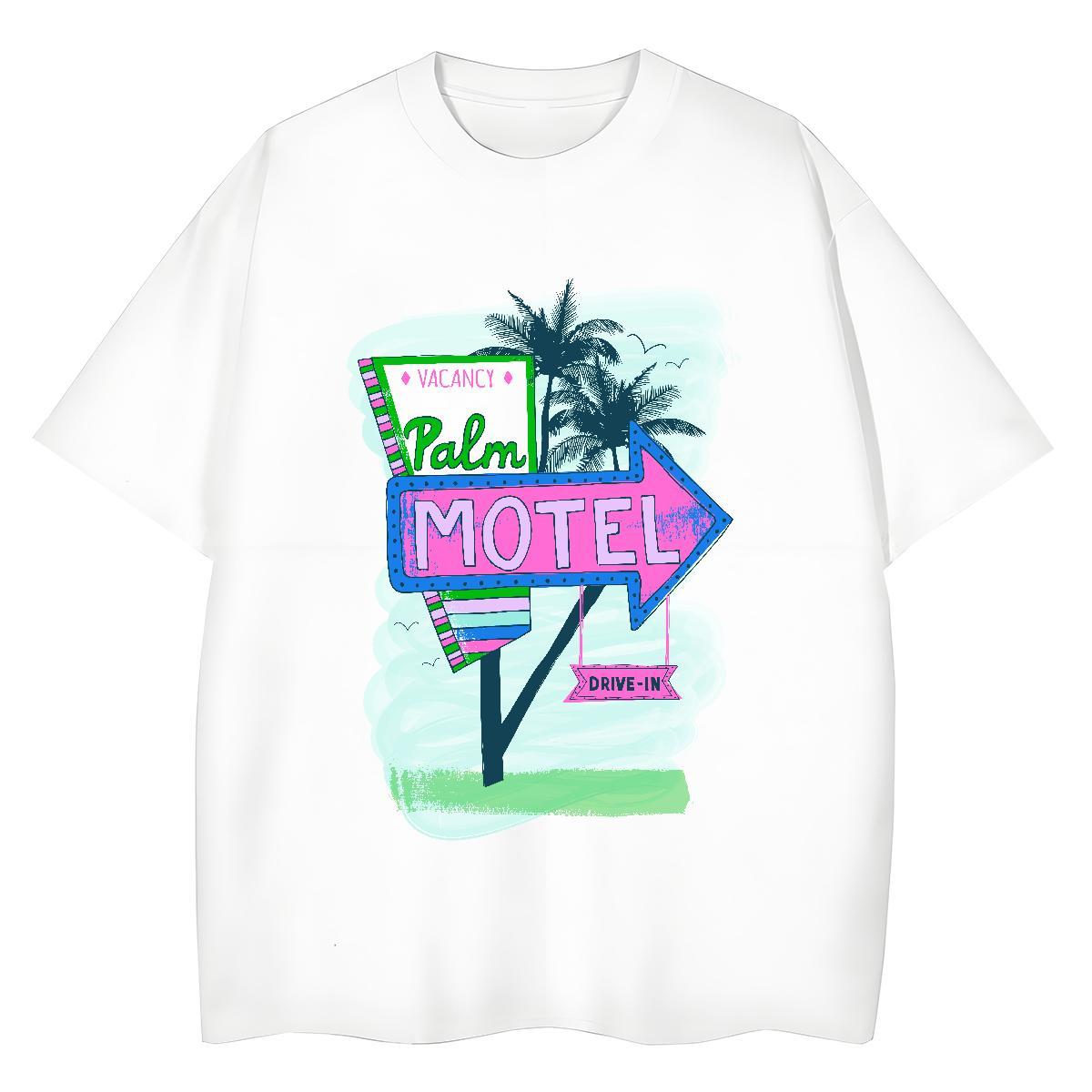 Loose Fit T shirt 230g Pure Cotton beach Sport Anime Print Short Sleeve O-Neck Mens Tshirts 2024 DIY Tops Tees