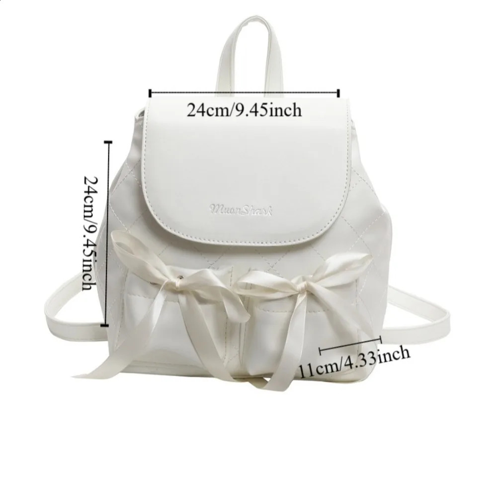 Korean style bow backpack ballet style double bow nylon handle Knapsack large capacity solid color Y2k school travel bag 240912