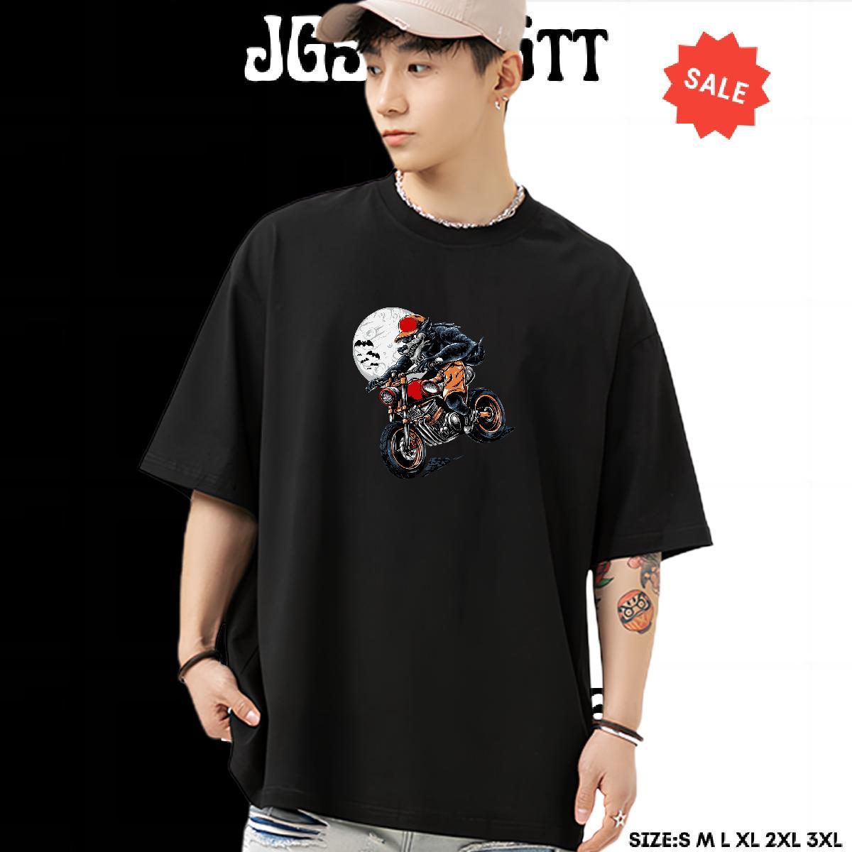 Loose Fit Mens T Shirts 230g Cotton skull Hip Hop White Plus Size Pure Cotton Men Tees 2024 New Wear