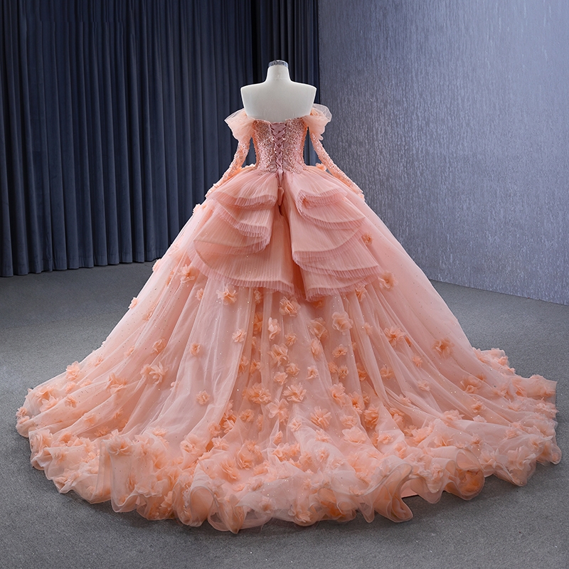 Pink Sweetheart Quinceanera Dresses Ball Gown For Sweet 16 Dress Applique 3DFlowers Tull Vestidos 15 De XV Anos Birthday Prom Dress