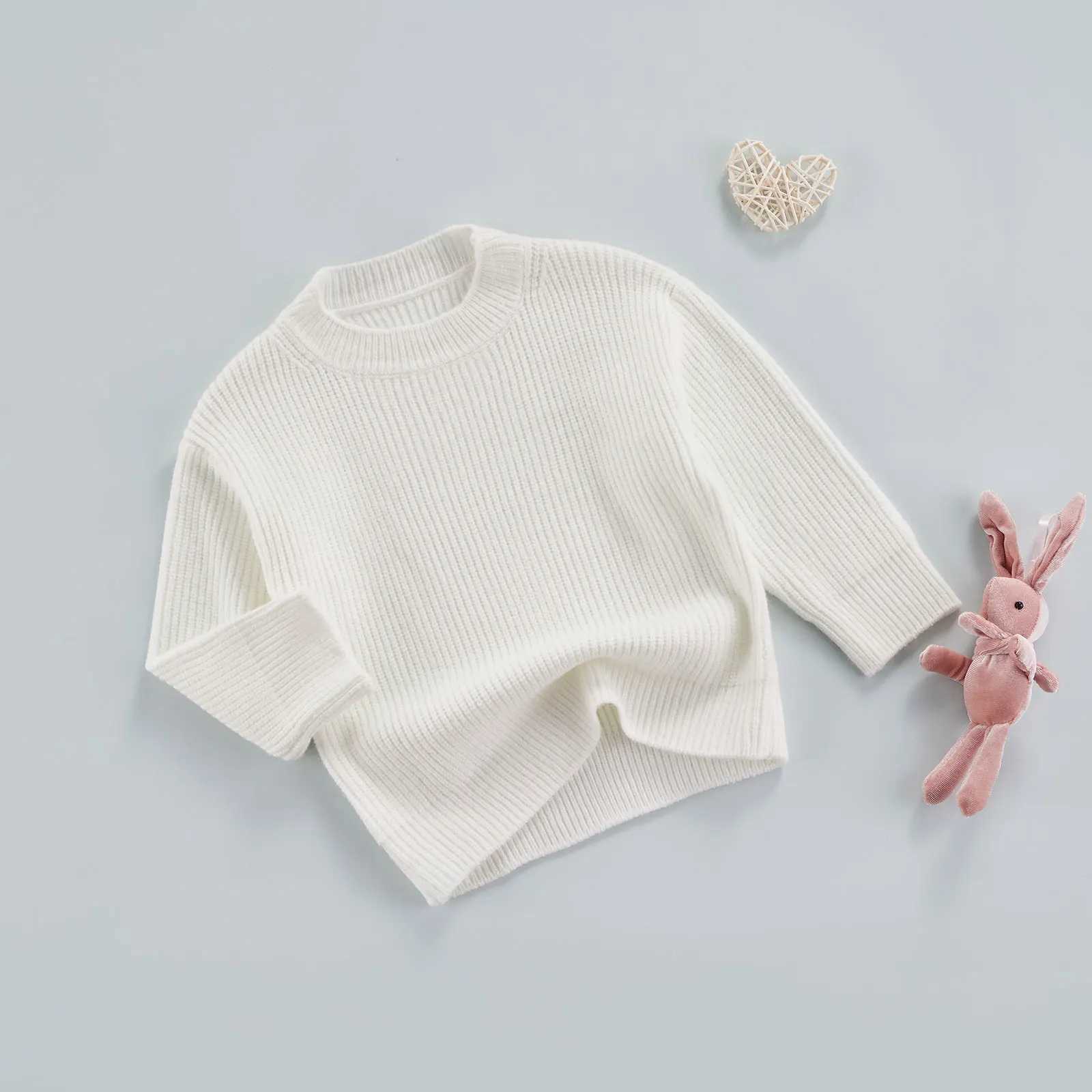Childrens winter sweater top baby warm knit shirt cotton long sleeved pure cotton loose top suitable for children girls boys warm shirtW240824