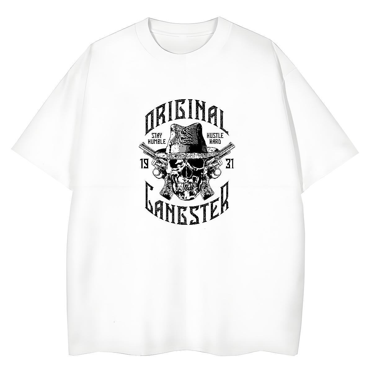 Brand T-Shirts 230g Cotton skull Hip Hop Street Plus Size Cartoon Breathable Short Sleeve Tshirt for Man Woman 2024 New Wear