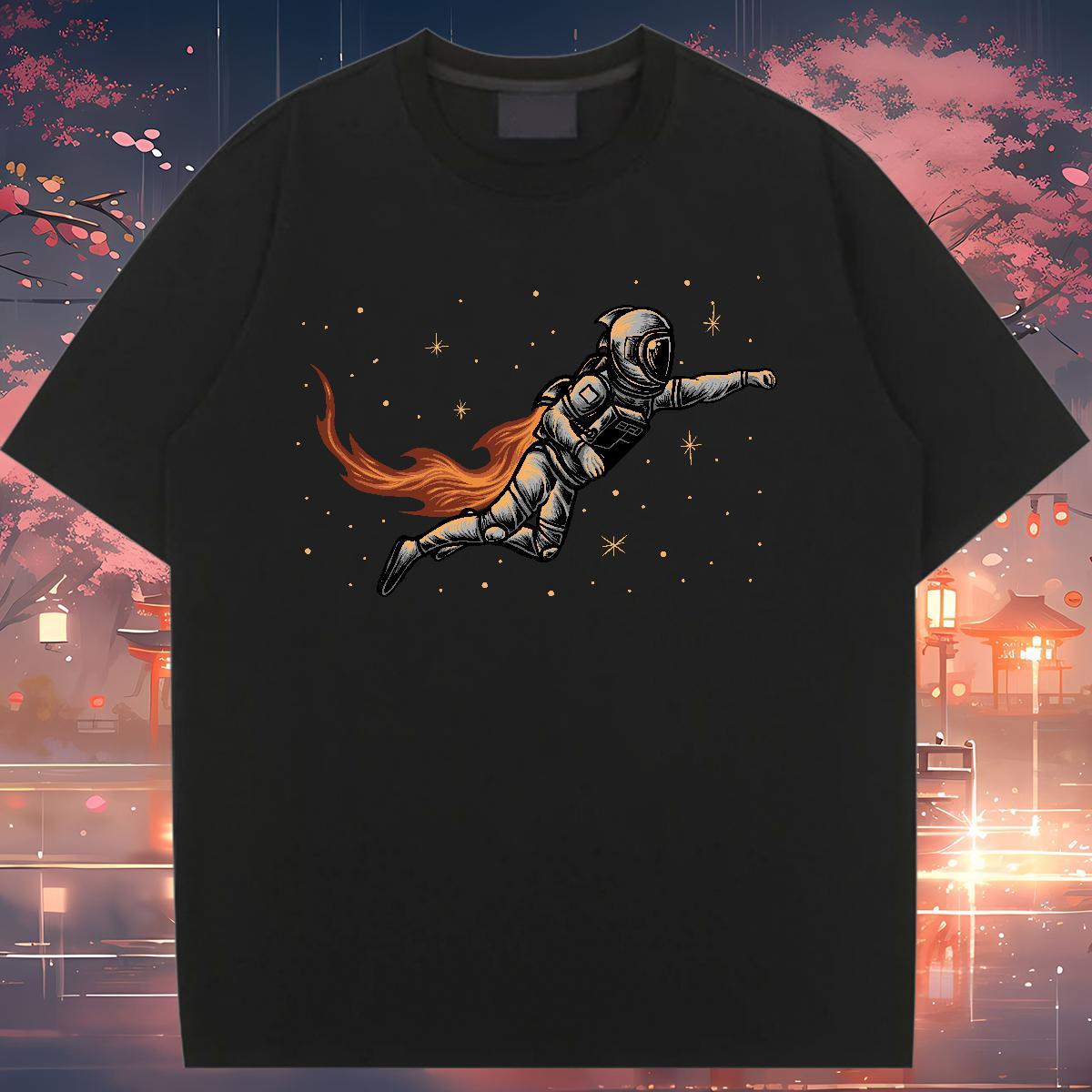 Soft Womens Tshirts 230g Pure Cotton cosmonaut Spring Summer T Shirts Women Breathable Crew Neck Custom Print Plus Size Polos