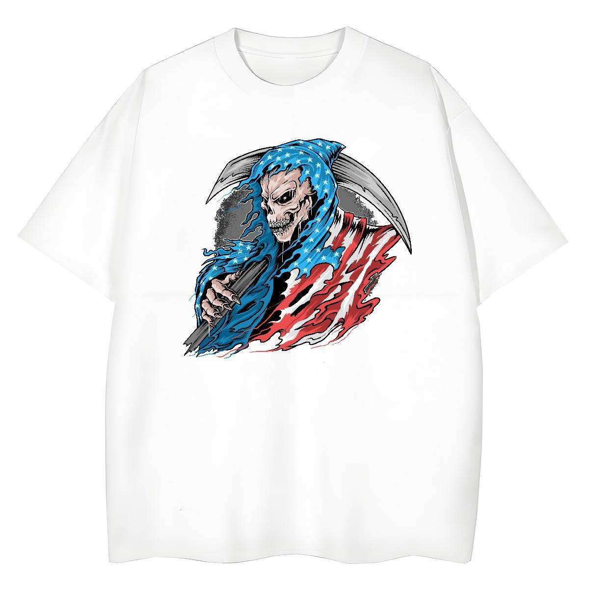 High Quality Man T Shirts 100% Cotton 230g skull Sports Casual Custom Print Plus Size Breathable Crew Neck Men Tops Tees Brand Polos