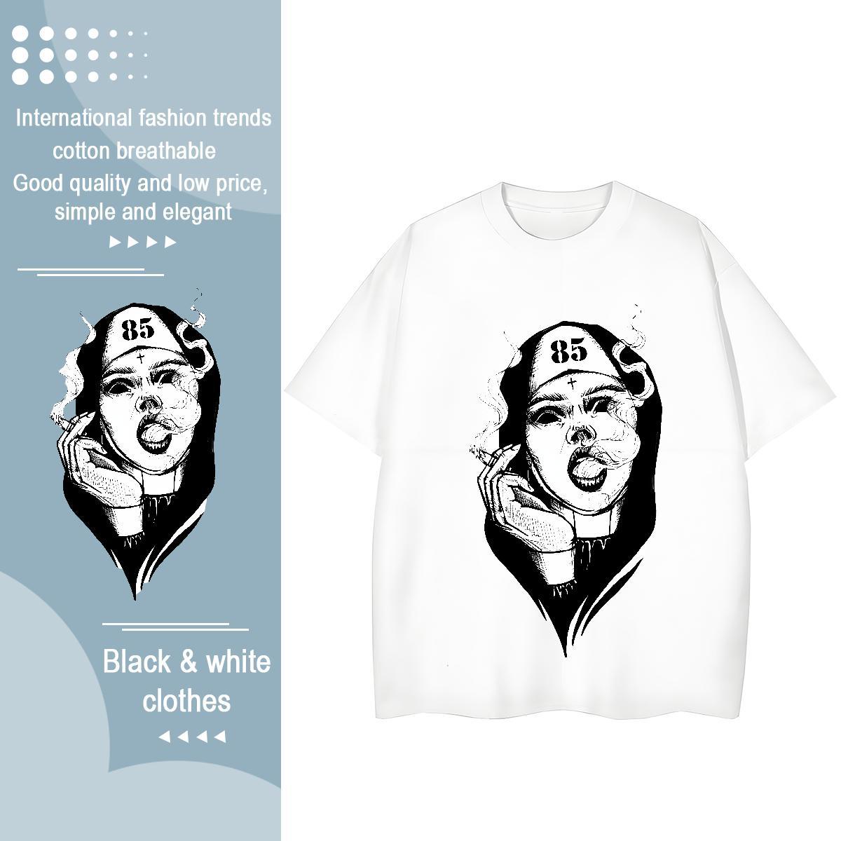 Nice Couples T Shirts 230g Pure Cotton nun Daily Outfit Women T Shirts Breathable Short Sleeve Customized Tops