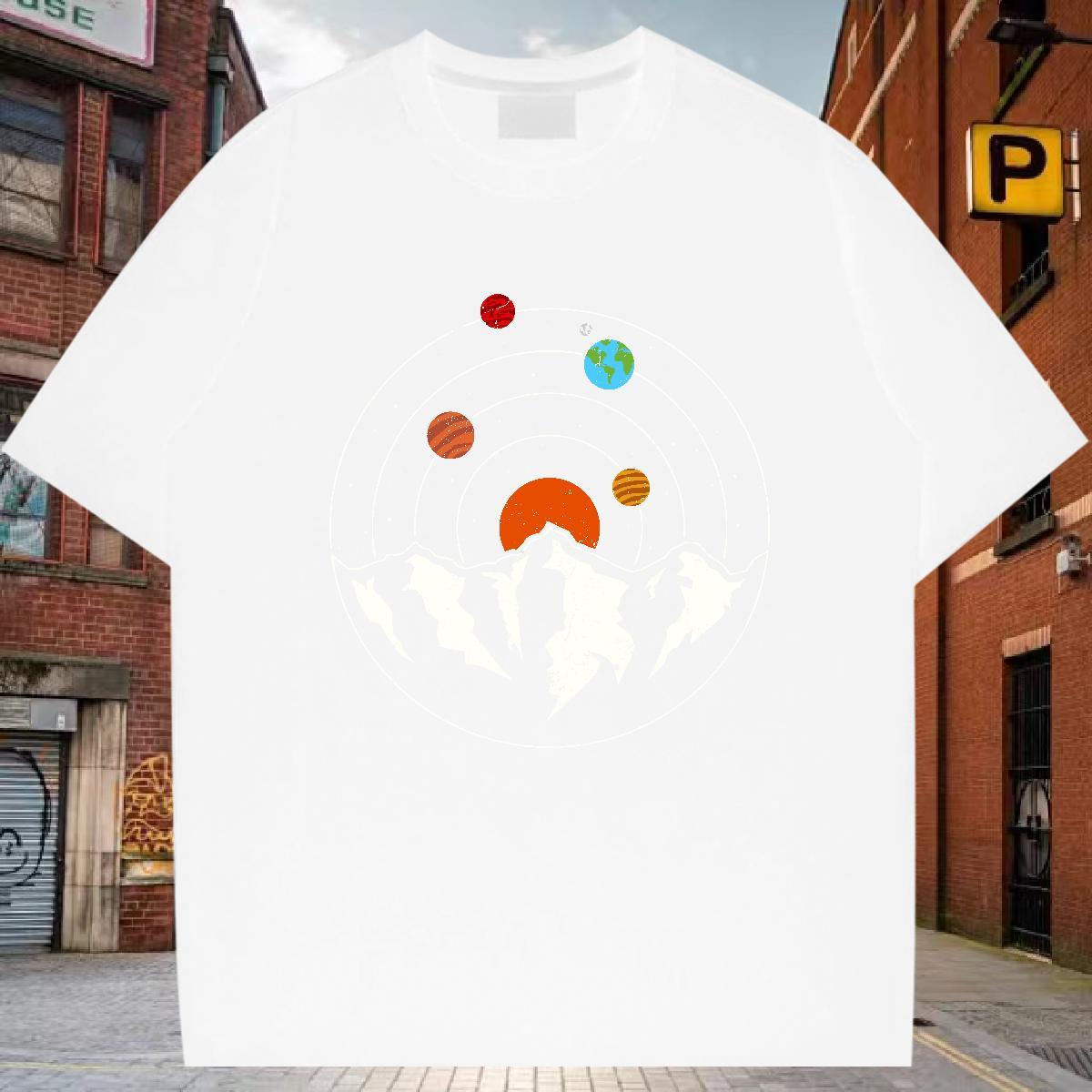 Loose T-Shirts for Men 230g 100% Cotton ET Spring Summer Custom Printed Breathable Short Sleeve Men Tshirts Casual New Tops