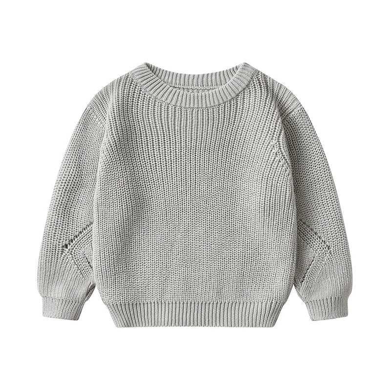 Baby boys and girls long sleeved solid color sweater autumn and winter baby boys and girls knitted childrens sweaterW240824