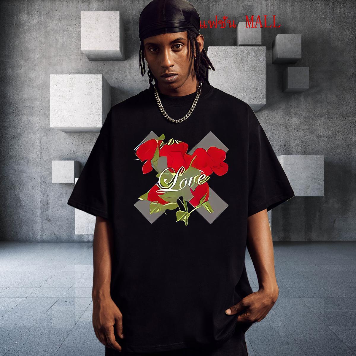 Soft T-Shirts 230g Pure Cotton letter Street Casual Floral Print O Neck Short Sleeves Tshirts Fashion Design Wear