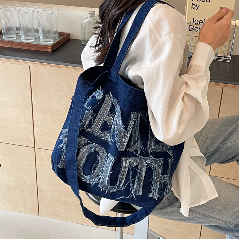 2025 Designer High-capacity New 3 Women Denim Letter Tote Casual Style Student Commuting Crossbody Shoulder Bag Free shipping