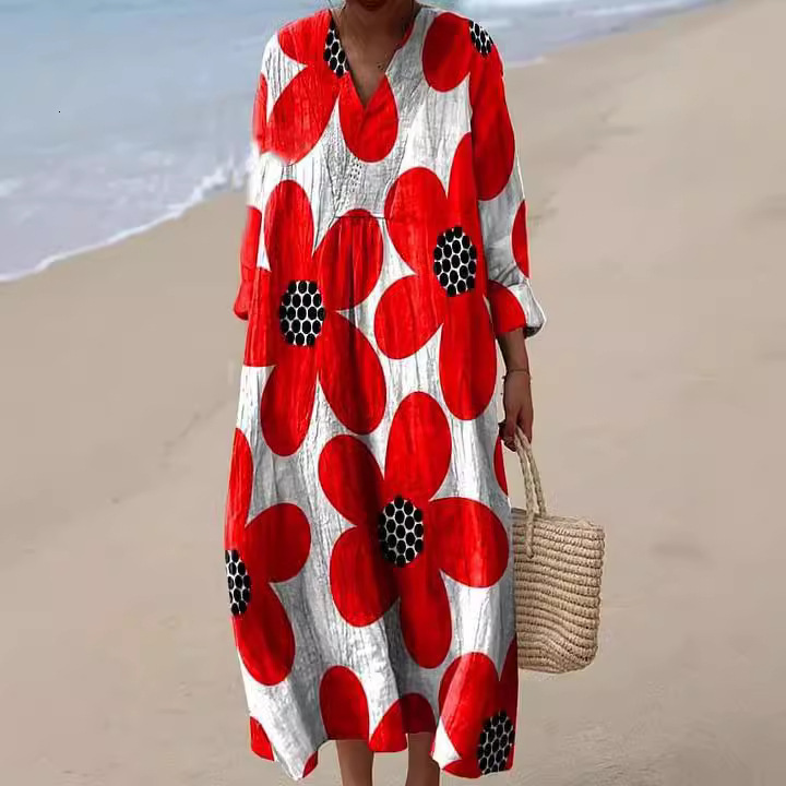 New Womens Striped Color Blocked Art Printed Elegant Dress
