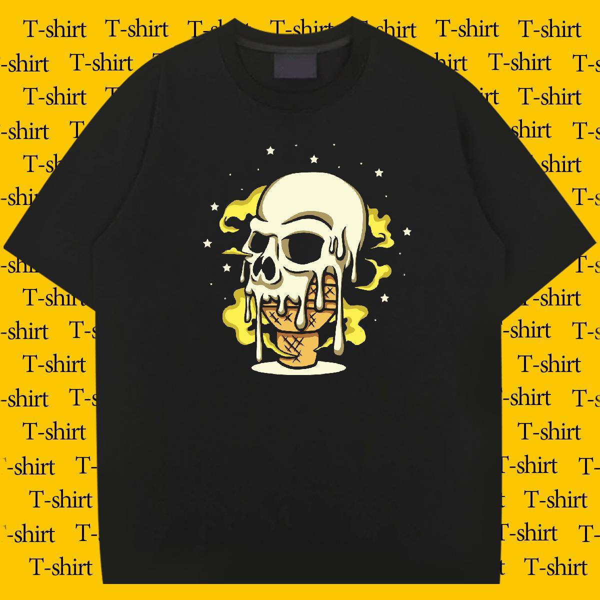 Loose Fit T-Shirts for Men 230g 100% Cotton skull Daily Wear Graphic Breathable Crew Neck Mens Tshirts New Designer Top Tees