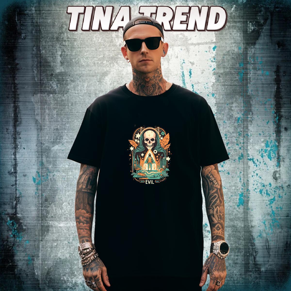 High Quality Mens T Shirts 230g Pure Cotton skull Home Outdoor DIY Breathable Short Sleeve Men Tops Tees Classic Tees Shirts