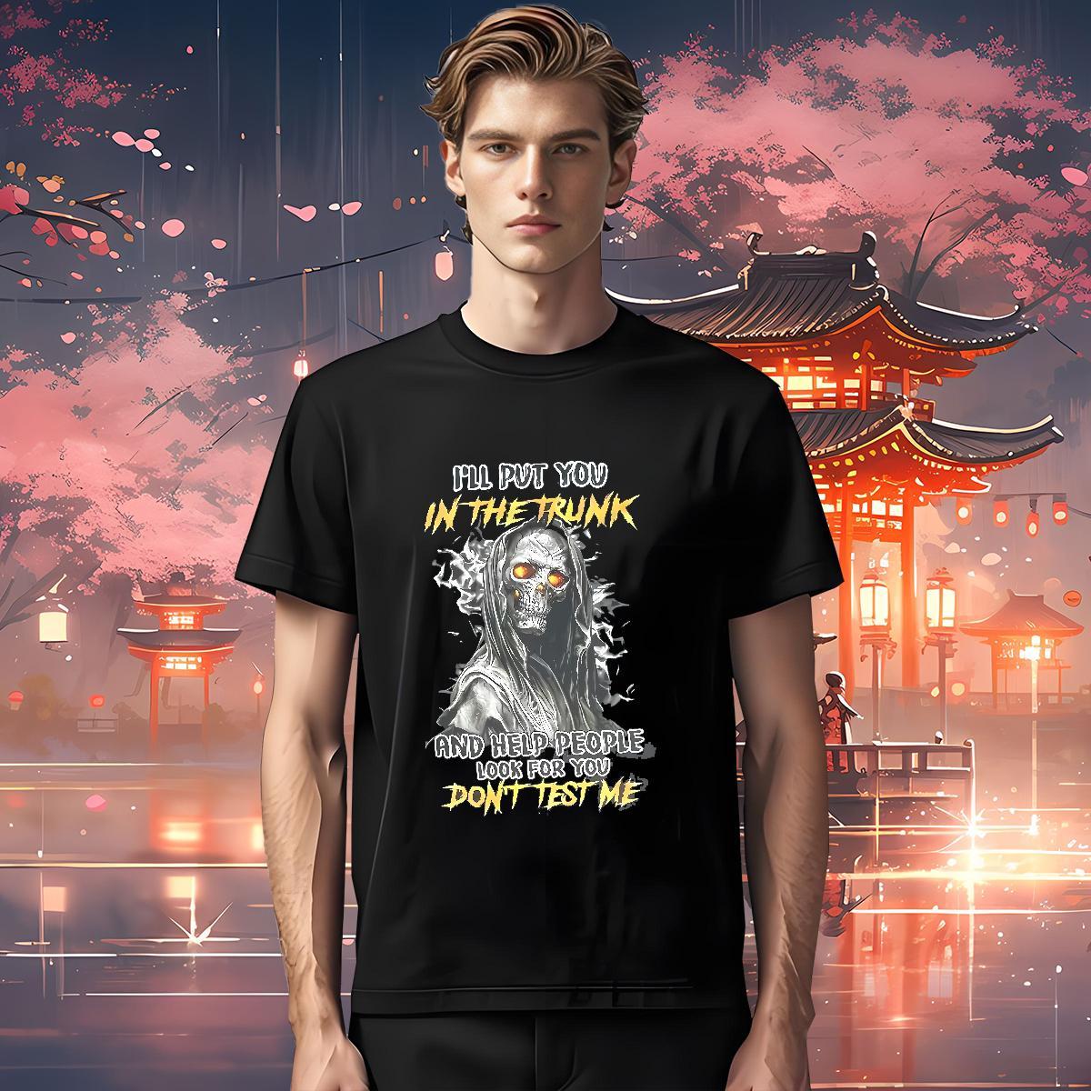 Wholesale T Shirt For Man 230g 100% Cotton skull Anime Printing Street Oversized Short Sleeve O-Neck Tshirts 2024 Summer Polos