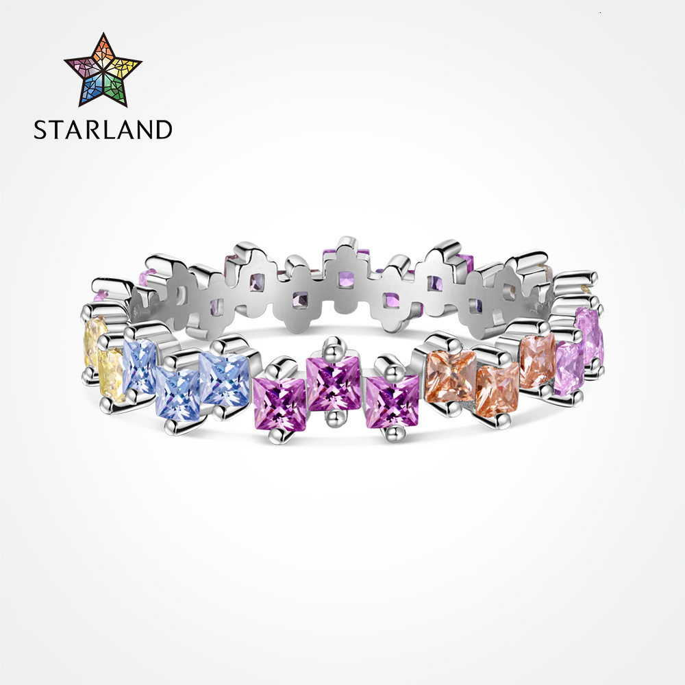 S Sier Design Sense Small, Irregular Inlaid Colorful Zircon Light Women's Closed Ring