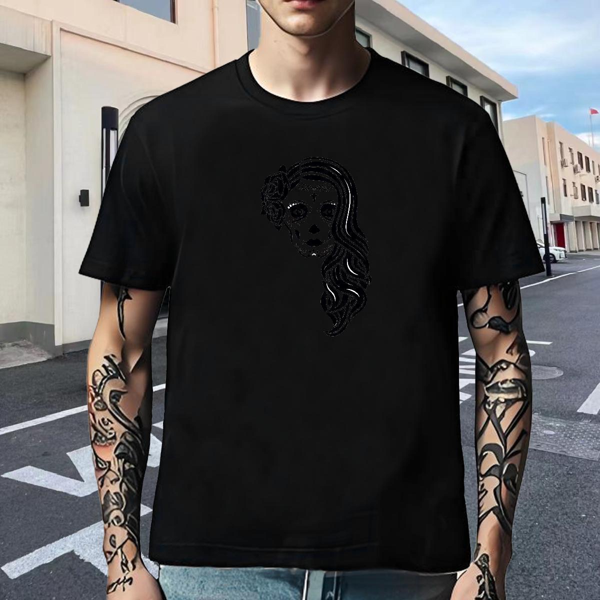 Classic T-Shirts 230g Pure Cotton skull High Street Hip Hop Skull Short Sleeve O-Neck Men Tees Classic Casual Clothings
