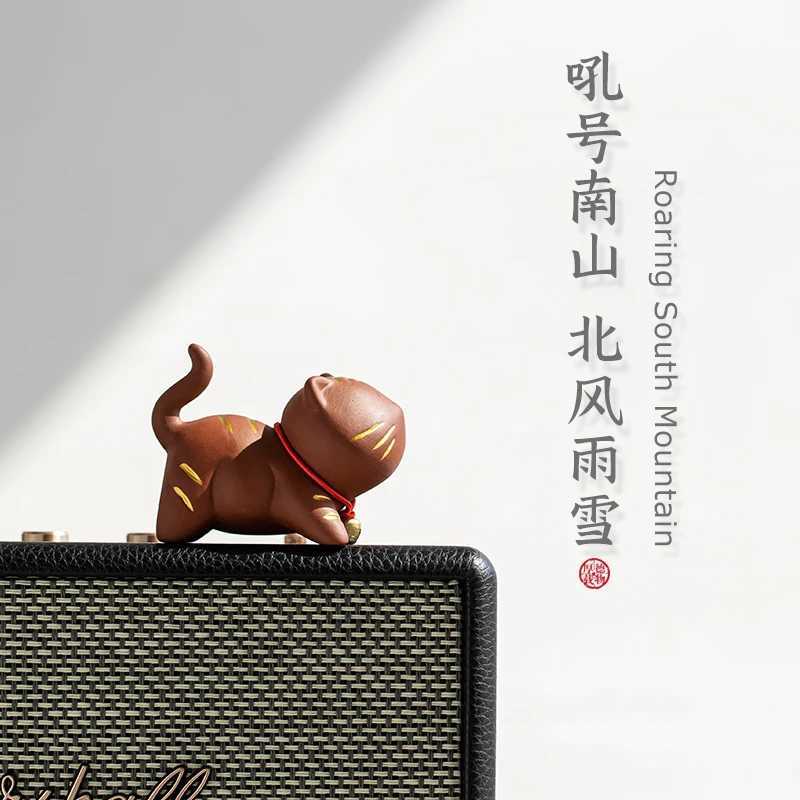 Cute cat tiger purple sand tea pet tea table tea table creative art ornaments boutique trinkets tea toy tea setXJ240824