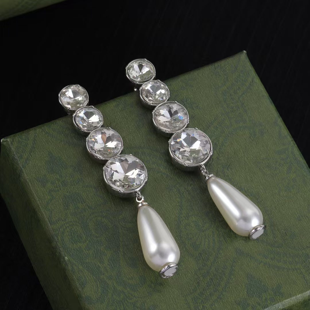 Luxury Designer Silver Crystal Dangle Chandelier Earrings Women's Fashion Delicate Pendant Long earrings Gift jewelry