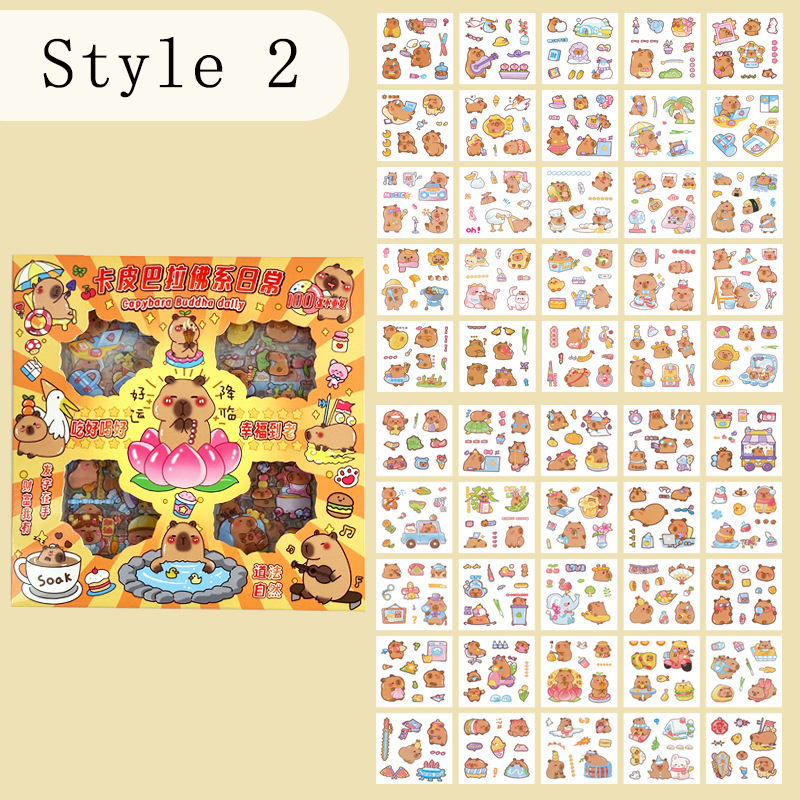 Capibala Sticker Set Creative Cartoon Waterproof Stationery Stickers Internet Celebrity Children's Student DIY Account Material
