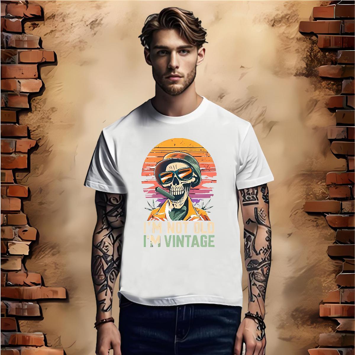 Classic Men T Shirts 230g Pure Cotton skull Daily Outfit DIY Printed O-Neck Short Sleeve Men Tops Tees Designer Fashion Tops Shirt