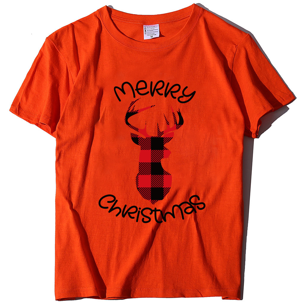Round neck short sleeved series Christmas stag print women's T-shirt autumn trend loose fit dongdumaoyi