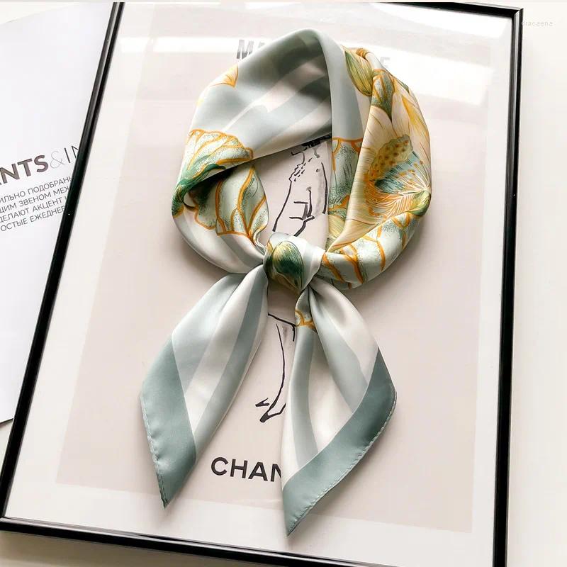 Scarves Fashion Designer Silk Scarf Square For Women Satin Shawls Hjiab Bandana Hair Band Wrist 70 70Cm B49