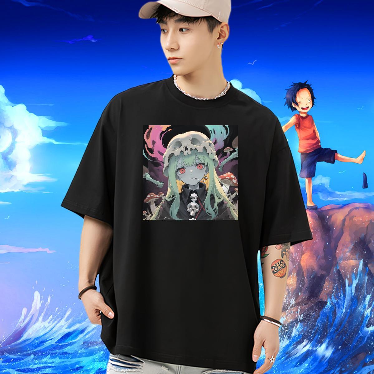 Classic Man T Shirts 230g 100% Cotton skull Street wear Hip Hop Custom Printing Breathable Short Sleeve Men Tees New Top Tees