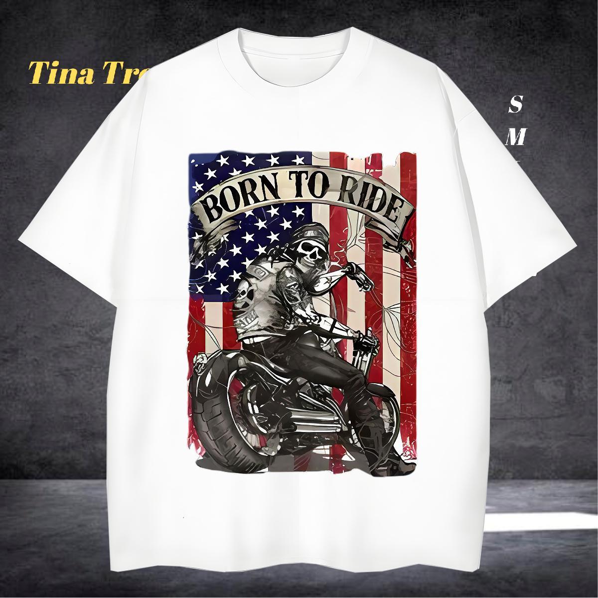 Loose T Shirts Men 230g Cotton skull Beach DIY Printed Crew Neck Breathable Tshirts Classic Casual Tops Shirt