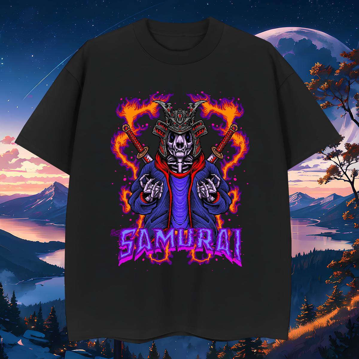 Cool T Shirts Men 230g Cotton skull Anime Printing Street Oversized 3XL 4XL Breathable Soft Mens Tshirts Casual New Tops Shirt