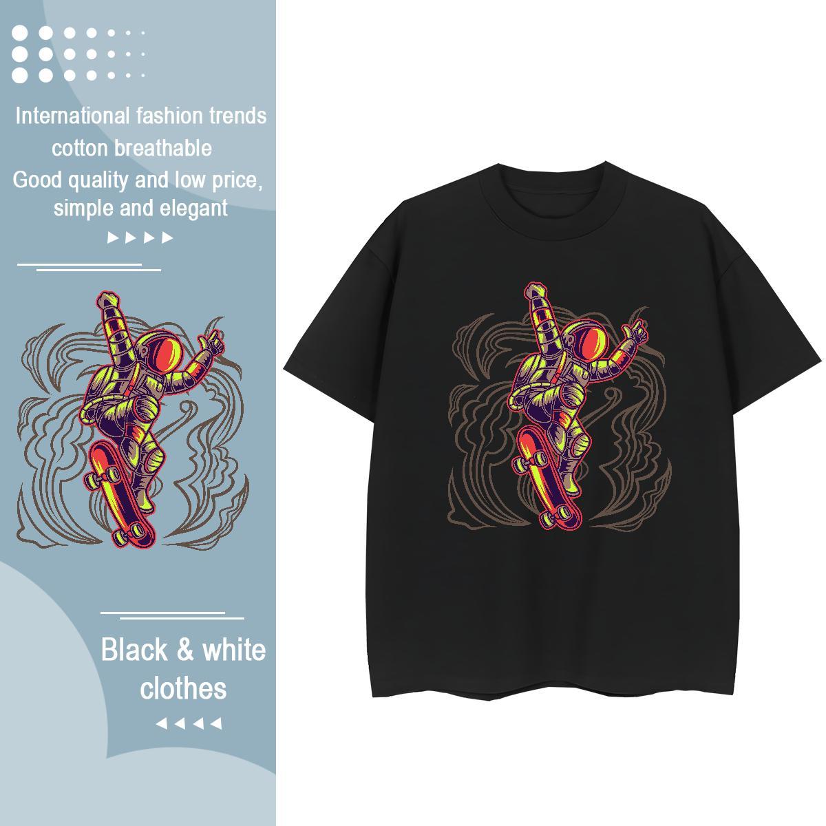 Wholesale Couples T Shirts 100% Cotton 230g universe Sports Street Wear Women T Shirts Short sleeve Soft Plus Size Cartoon Top Shirts
