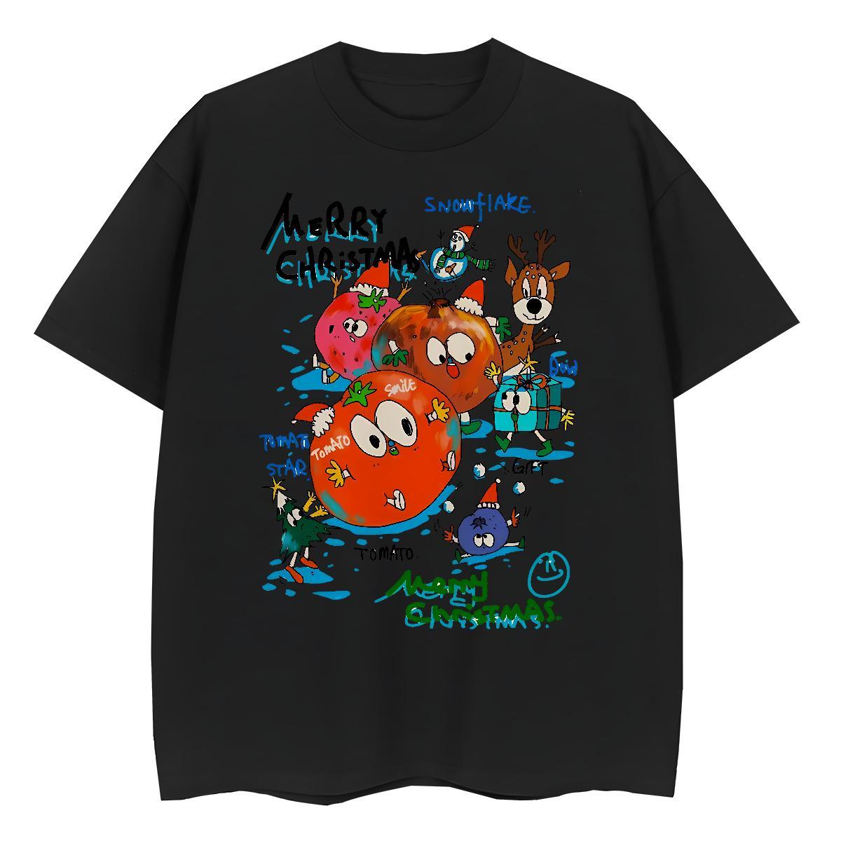 Lady Couples T Shirts 100% Cotton 230g cartoon Home Outdoor T shirt Comfortable Cartoon Print Tshirts