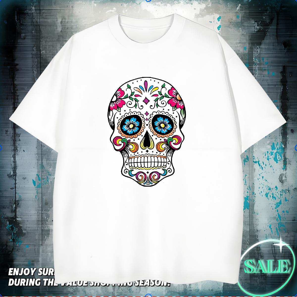 Free Shipping Men T Shirts 230g Pure Cotton skull High Street Hip Hop DIY Logo Oversized Short Sleeve O-Neck Men Tshirts Fashion Tops Tees
