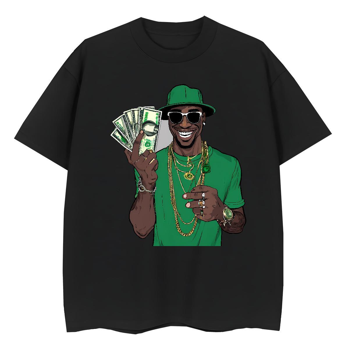 Free Shipping T-Shirts for Men 230g Cotton money Outdoor DIY Printed Breathable Crew Neck Couples T Shirts New Clothings