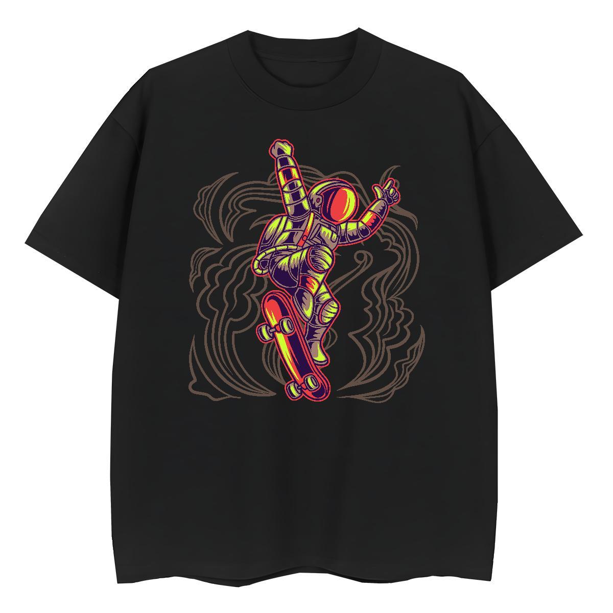 Soft Couples T Shirts 100% Cotton 230g space Street Casual T-Shirts Breathable Crew Neck Anime Oversized Clothes
